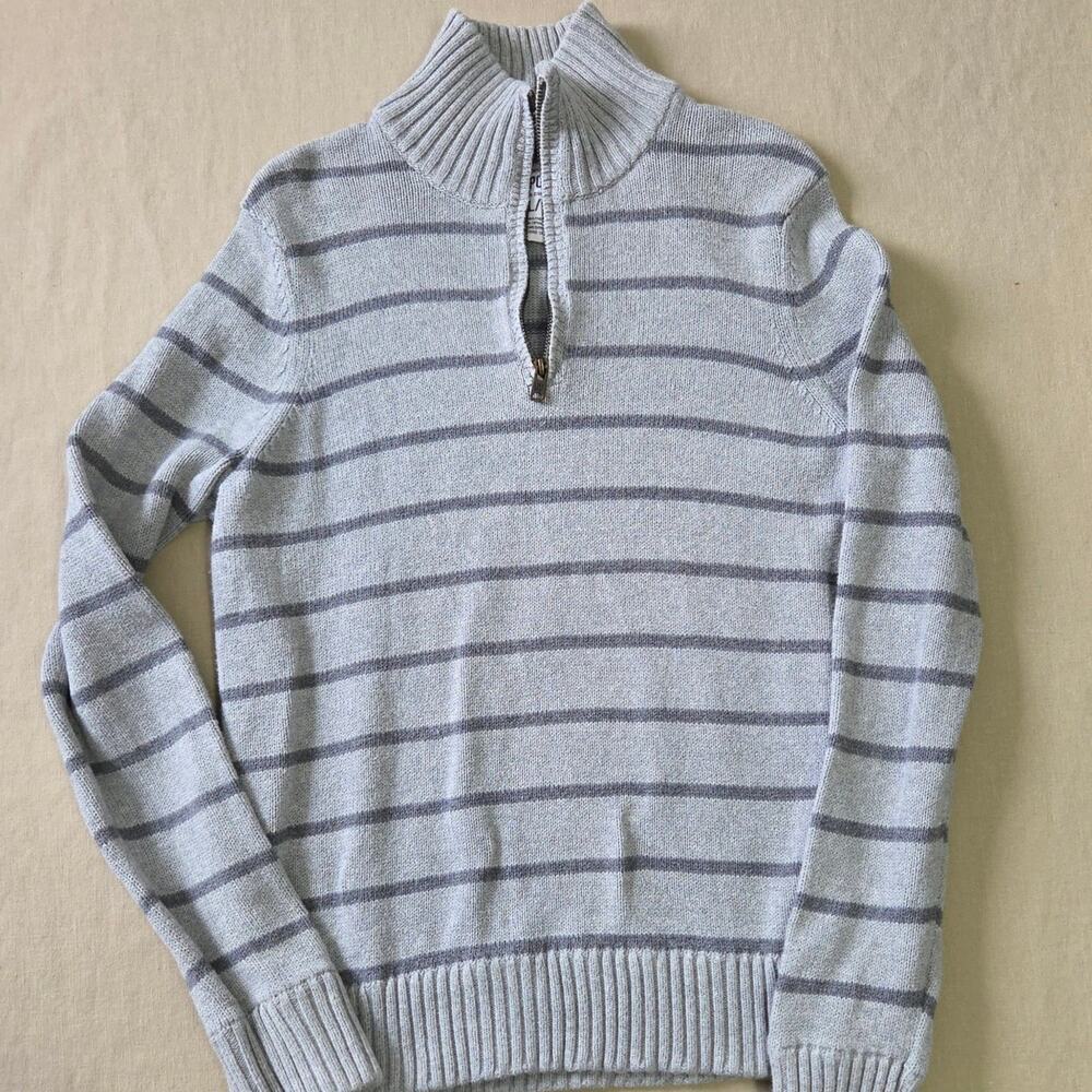 Aeropostale Men's Grey Quarter Zip Long Sleeve Pullover Sweater size L